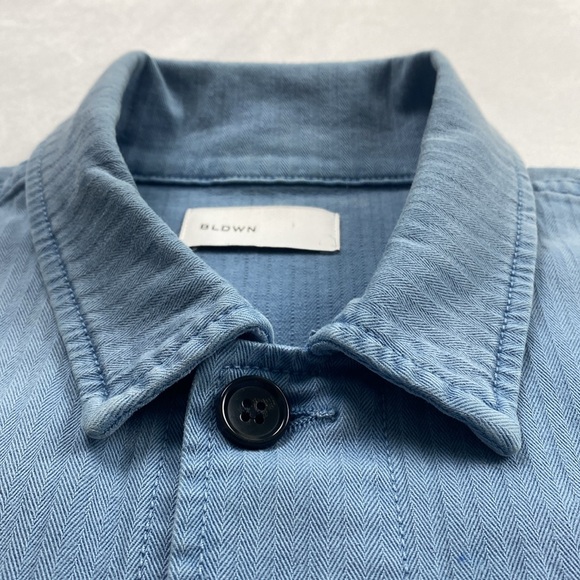 BLDWN Druid Woven Striped Collared Long Sleeve Button Up Jacket (Vintage Indigo) - Picture 8 of 16